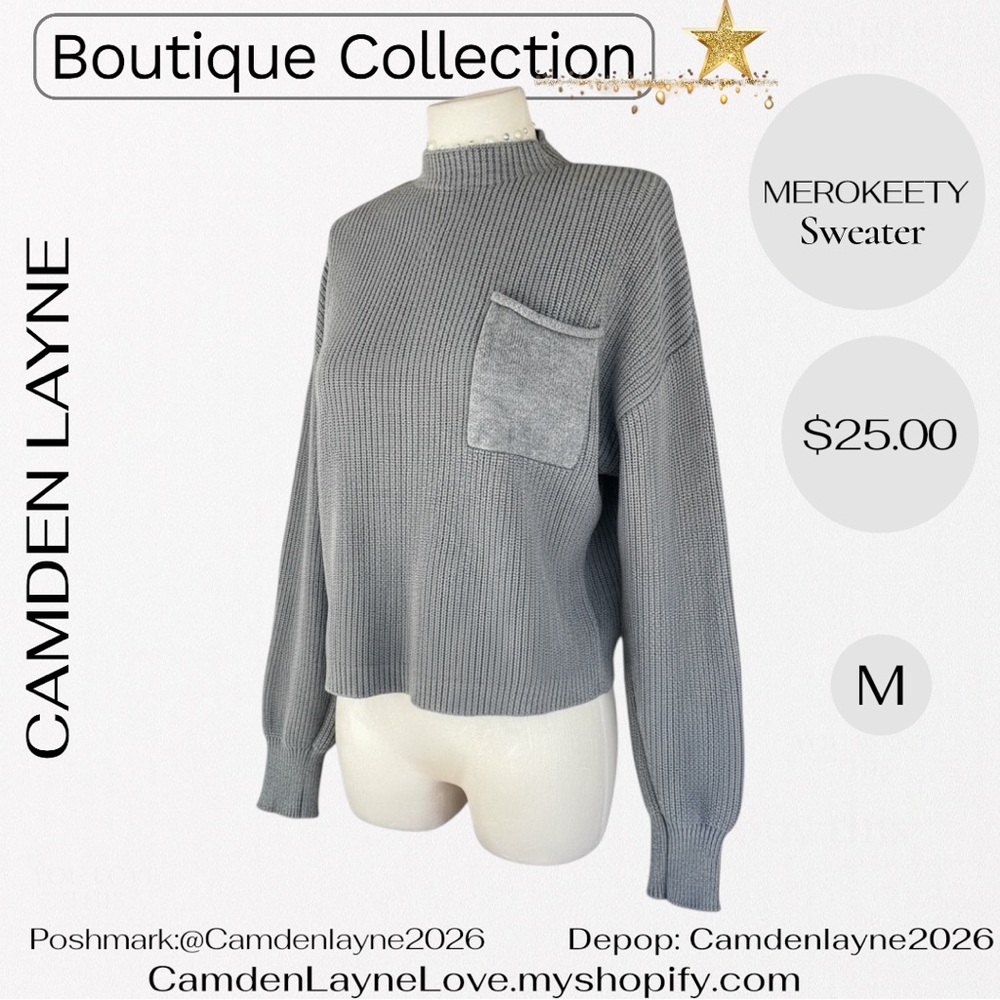 Merokeety Gray Women's Turtleneck Sweater - Picture 4 of 11
